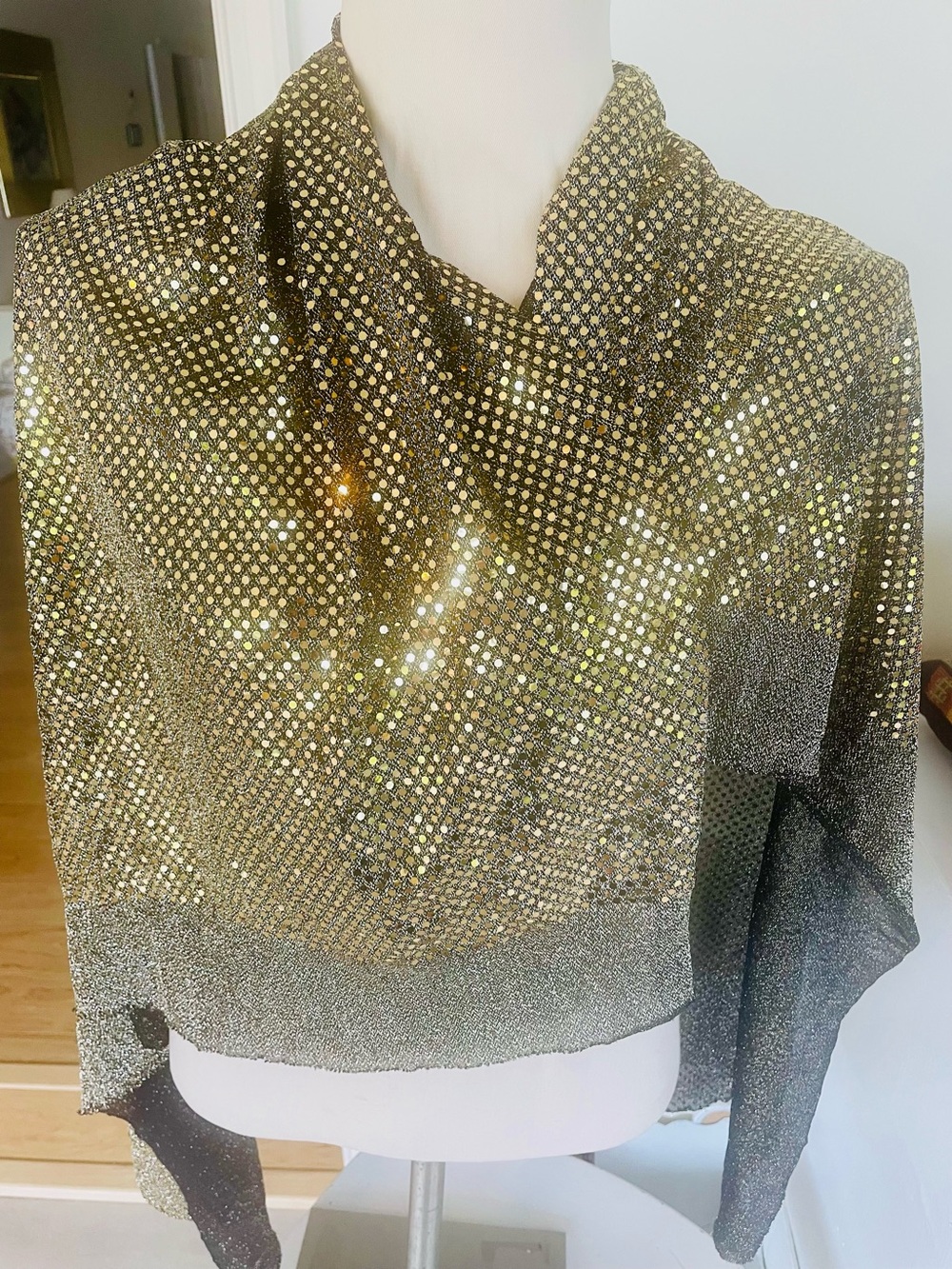 Metallic Gold Scarf of Gold  Palettes with Silver Black Palettes Border